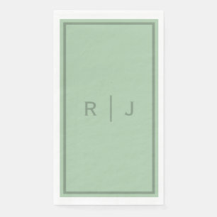 Sage Green Monogram Script Initials Letter Wedding Napkin