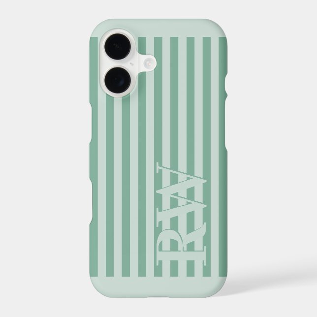 Sage Green Monogram Stripes (Back)