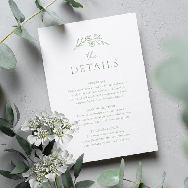 Sage Green Monogram Wedding Enclosure Card (Creator Uploaded)
