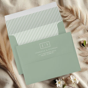 Sage Green Monogram Wedding Envelope