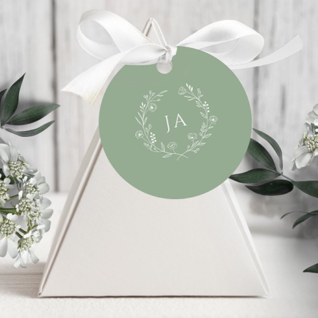 Sage Green Monogram Wedding Favour Tags (Creator Uploaded)