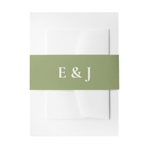 Sage Green Monogram Wedding Invitation Belly Band