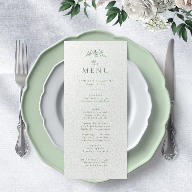 Sage Green Monogram Wedding Menu (Creator Uploaded)