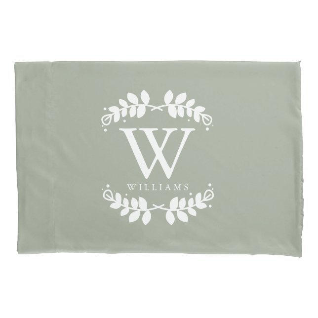 Sage Green Monogrammed Pillowcase (Front)