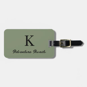 Sage Green Monograms Adventure Awaits Gift Favour Luggage Tag