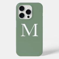 Sage Green Monograms White Simple Custom Colour