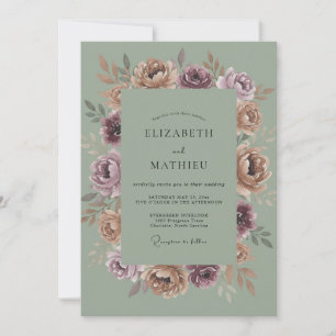 Sage Green Moody Vintage Wedding Invitation