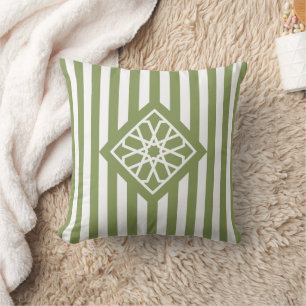 Sage Green Moroccan Zellige Flower Symbol Cushion