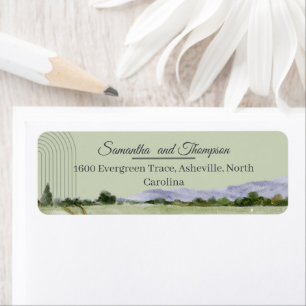 Sage Green Mountain Forest Arch Rustic Woodland Return Address Label