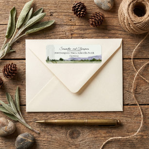 Sage Green Mountain Forest Arch Rustic Woodland Return Address Label
