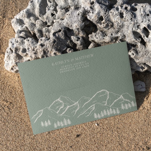 Sage Green Mountain Pine Tree Outdoor Wedding Envelope (Creator Uploaded)