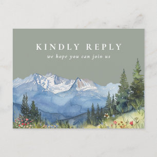 Sage Green Mountain Song Request RSVP Postcard