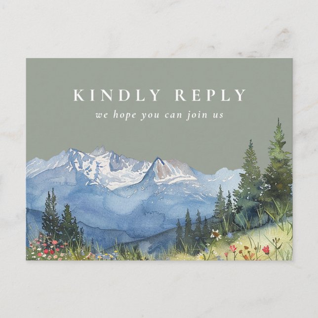 Sage Green Mountain Song Request RSVP Postcard (Front)