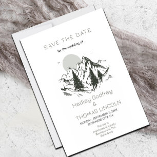 Sage Green Mountains Save The Date Invitation