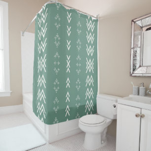 Sage Green Mud-Cloth Shower Curtain