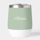 Sage Green Name Modern Elegant Monogram Boho<br><div class="desc">Elegant,  rustic,  simple,  monogram,  minimalist,  name,  sage green thermal wine tumbler. Beautiful,  trendy design.</div>