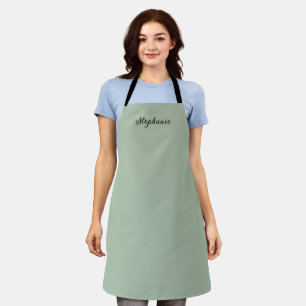 Sage Green Name Modern Elegant Monogram Boho Apron