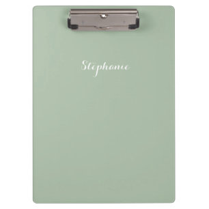 Sage Green Name Modern Elegant Monogram Boho Clipboard