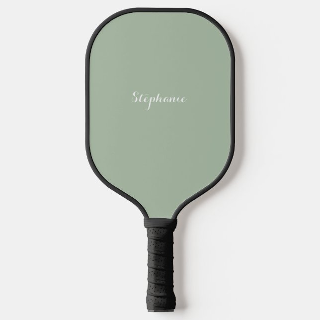 Sage Green Name Modern Elegant Monogram Boho Pickleball Paddle (Front)