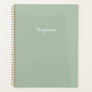 Sage Green Name Modern Elegant Monogram Boho Planner