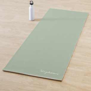Sage Green Name Modern Elegant Monogram Boho Yoga Mat