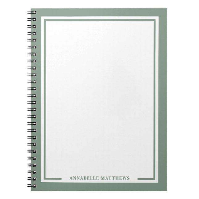 Sage Green Name Monogram Notebook (Front)