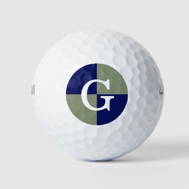 Sage Green Navy Blue LG Chequered Monogram Golf Balls (Front)