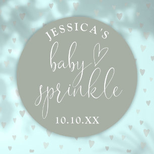 Sage Green Neutral Baby Sprinkle Shower Favour Classic Round Sticker
