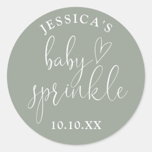 Sage Green Neutral Baby Sprinkle Shower Favour Classic Round Sticker