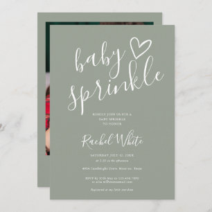 Sage Green Neutral Baby Sprinkle Shower Photo Invitation