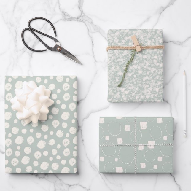 Sage Green Neutral Elegant Chic Abstract Pattern  Wrapping Paper Sheet (Front)