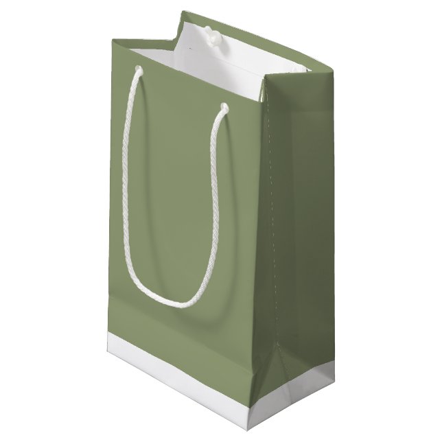 Sage Green Neutral Elegant Solid Plain Colour Small Gift Bag (Front Angled)