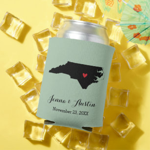 Sage Green North Carolina Wedding Favour Can Coole Can Cooler