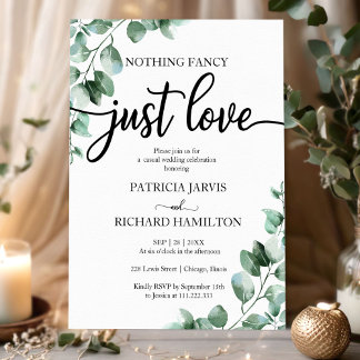 Sage Green Nothing Fancy Just Love Reception Card