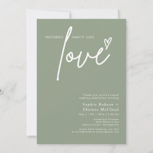 Sage Green Nothing Fancy Just Love Wedding Invitation