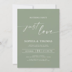Sage Green Nothing Fancy Just Love Wedding Invitation