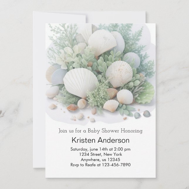 Sage Green Ocean Dream Baby Shower Invitation (Front)
