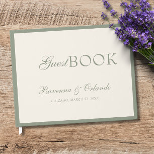Sage Green Old Money Timeless Glam Wedding Guest Book
