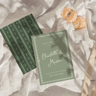 Sage Green Olive Branch Garden Save the Date Invitation