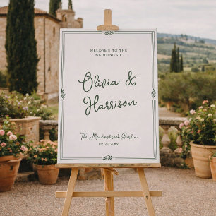 Sage Green Olive Branch Garden Wedding Welcome Poster