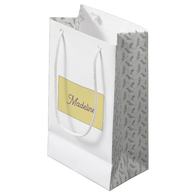 Sage Green Olive Branch Monogram Name Small Gift Bag (Front Angled)