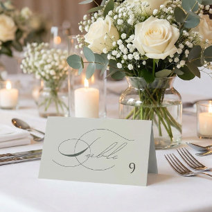 Sage Green Olive Branch Monogram Wedding Table  Place Card