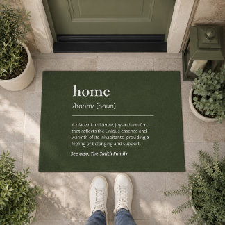 Sage Green Olive Family Name Minimalist Typography Doormat