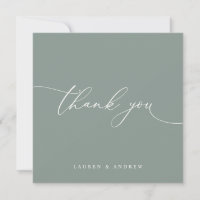 Sage Green Olive Green Modern Minimalist Thank You