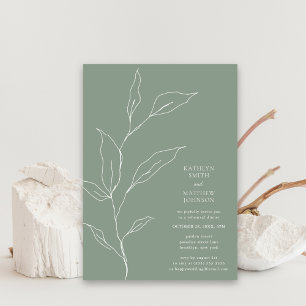 Sage Green Olive Leaf Branch Rehearsal Dinner Invitation