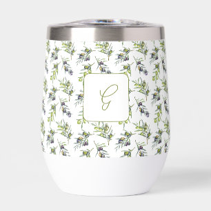 Sage Green Olives Watercolor Monogram Name