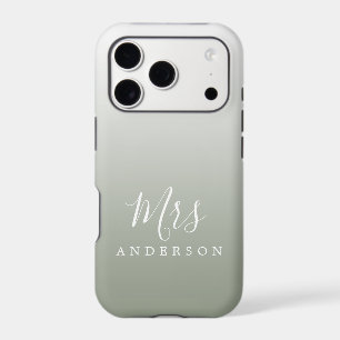 Sage Green Ombre Script Future Mrs Name