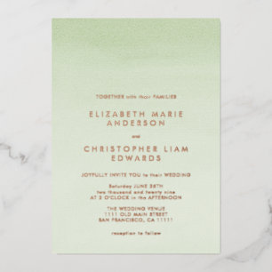 Sage Green Ombre Watercolor Rose Gold Wedding