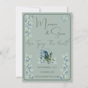 Sage Green on Green Orchid Floral Save The Date Invitation