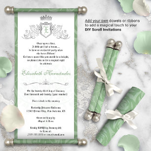 Sage Green Once Upon a Time DIY Scroll Invitations